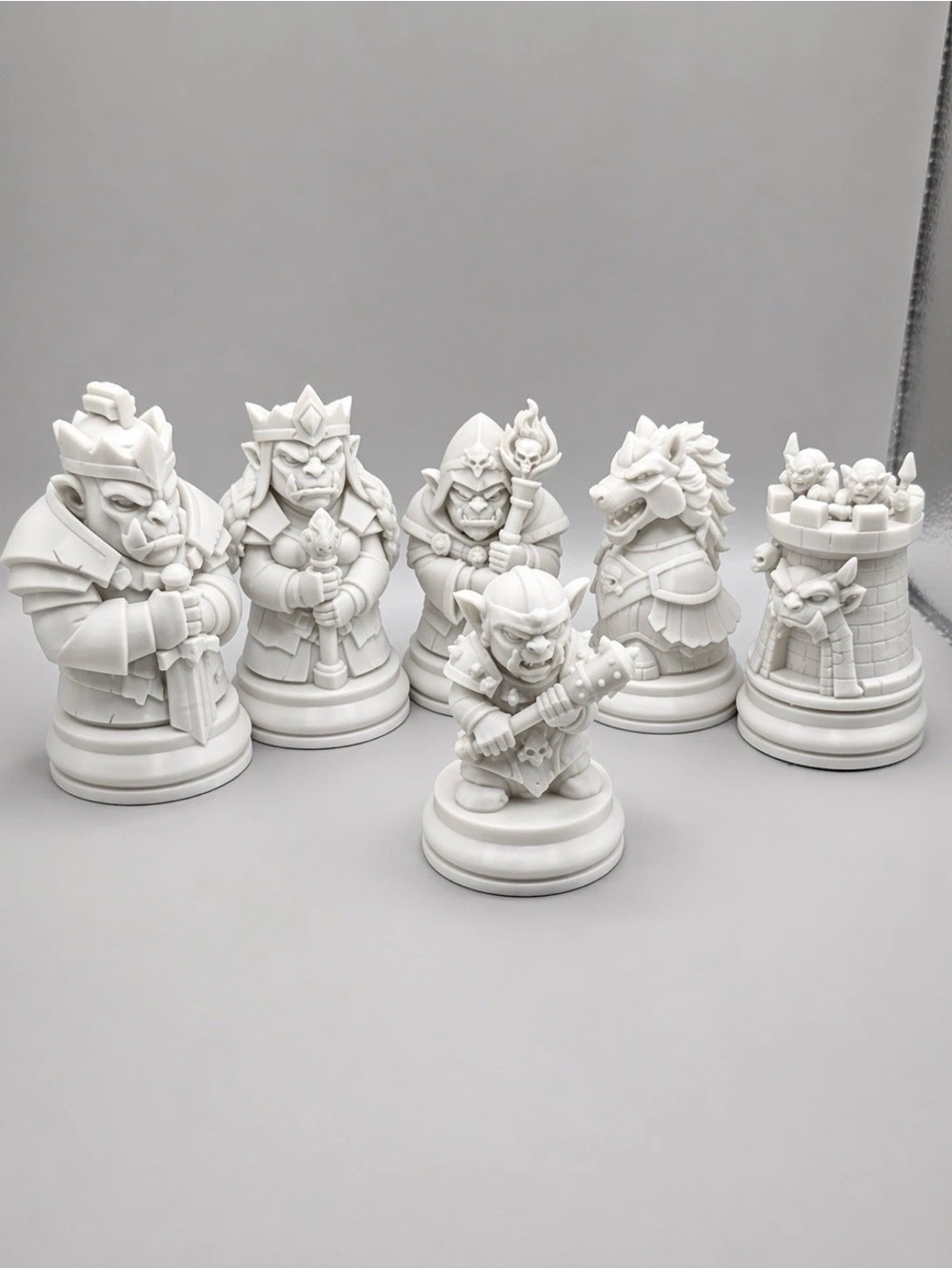White Fantasy Chess Piece Set — Sculpted Resin Game Pieces